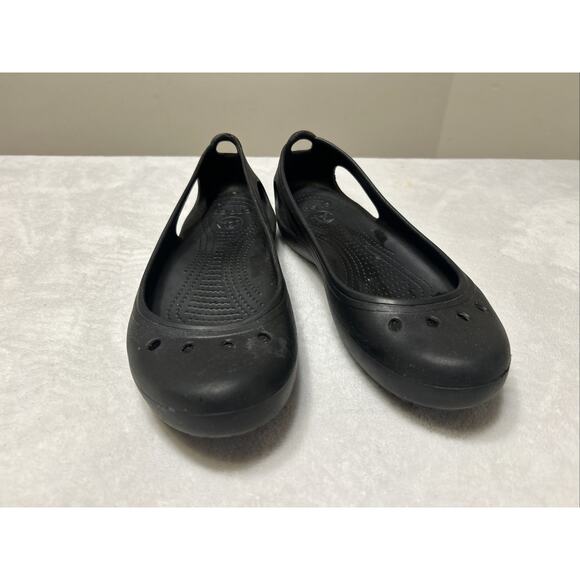 Crocs Ballet Flats Women’s Size 11 Black Kadee Comfort Casual Slip On Cutout - Picture 2 of 8